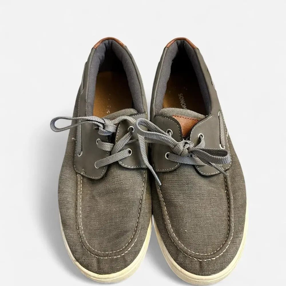 Sonoma boat loafer sneakers Big Boys size 7 grey lifestyle preppy